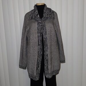 White House Black Market Black and White Chevron Cardigan